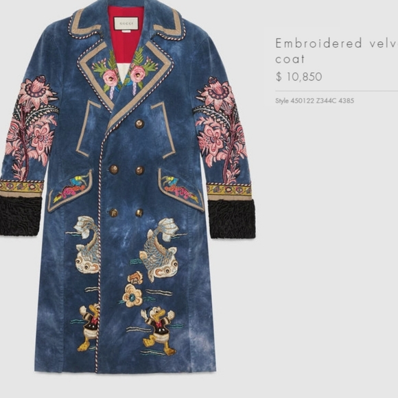 ♥️SOLD NWT Embroidered Duck Velvet Royal Celebrity luxurious Coat. XL - Picture 5 of 15